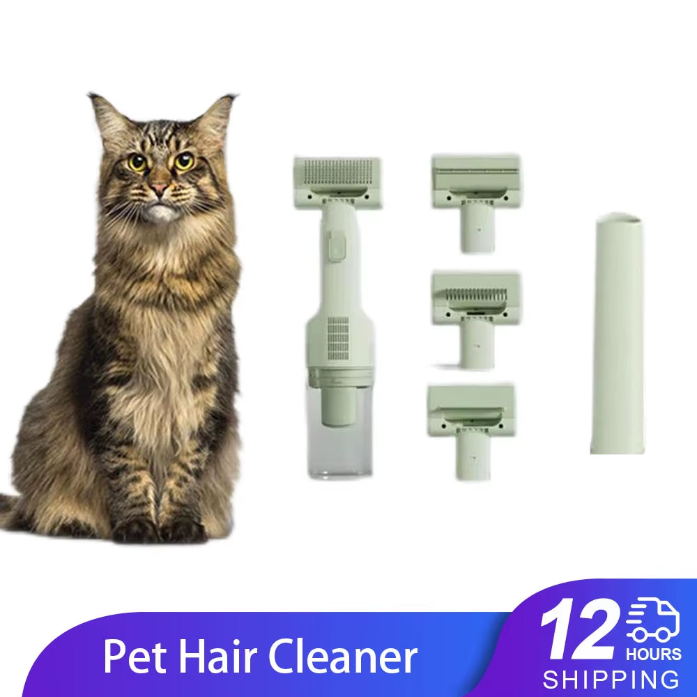 Cat Grooming Vacuum 5Brushes Pet Grooming Kit with 0.3L Hair Dust Cup Dog Vacuum Cleaner for Pets Cats Dogs Hair Vacuum Cleaner