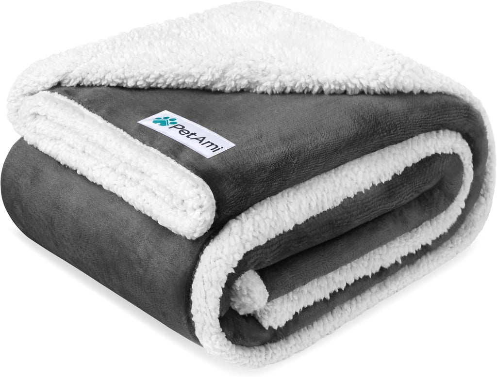 Waterproof Dog Blanket for Small Medium Dog Puppy Cat Throw for Couch Cover Leakproof Protection, Sherpa Fleece, Reversible Soft Washable 29X40 Charcoal Gray