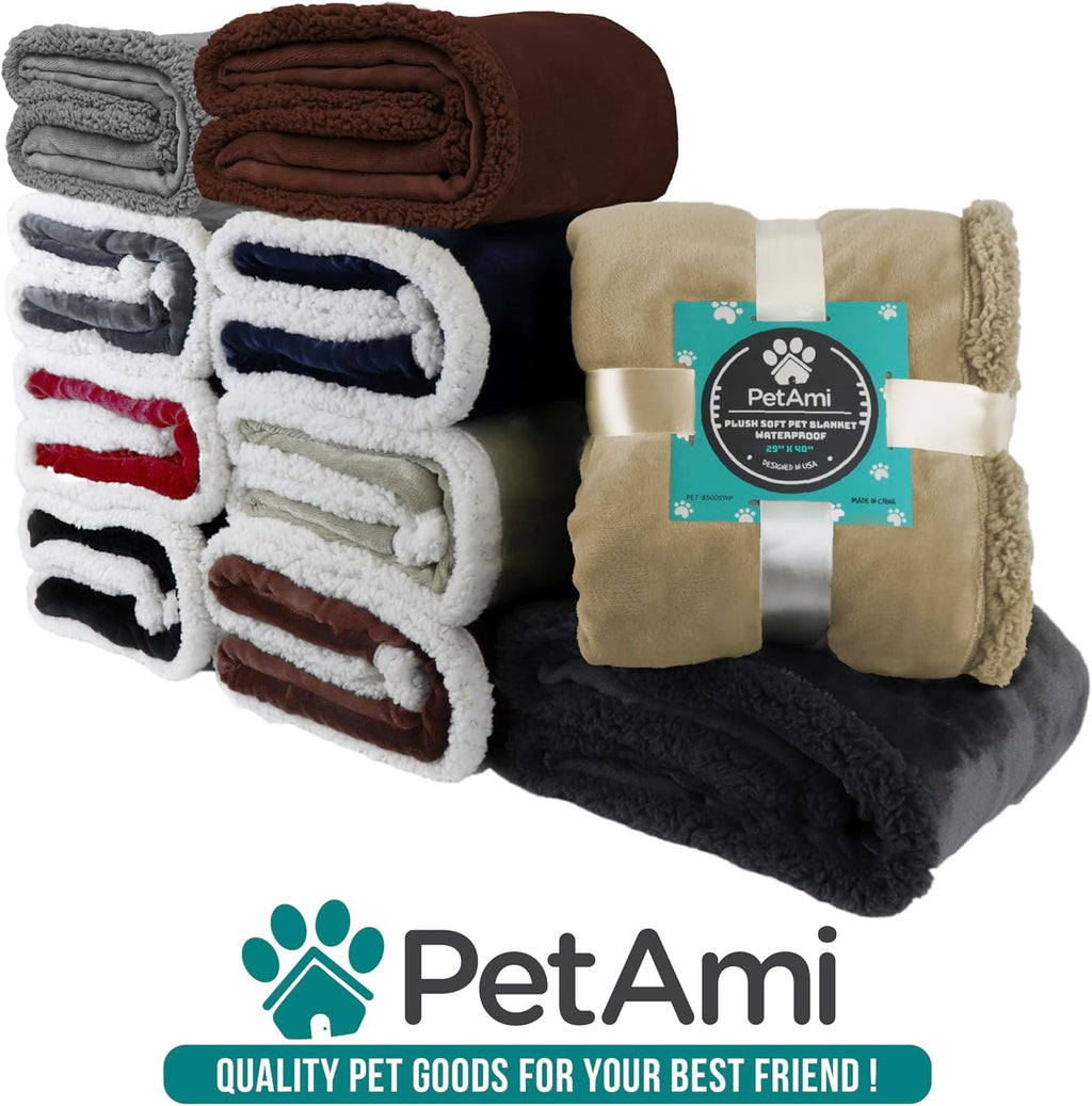 Waterproof Dog Blanket for Small Medium Dog Puppy Cat Throw for Couch Cover Leakproof Protection, Sherpa Fleece, Reversible Soft Washable 29X40 Charcoal Gray
