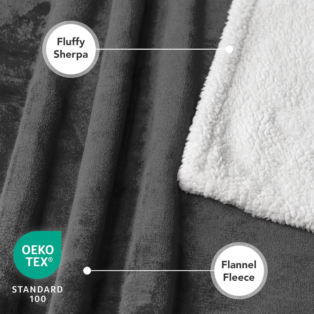 Waterproof Dog Blanket for Small Medium Dog Puppy Cat Throw for Couch Cover Leakproof Protection, Sherpa Fleece, Reversible Soft Washable 29X40 Charcoal Gray
